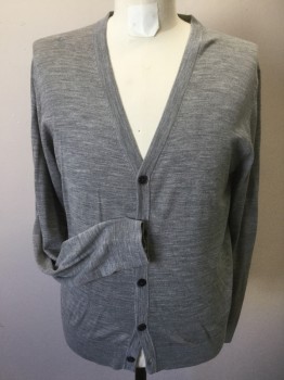 UNIQLO, Lt Gray, Wool, Solid, 5 Button Front,