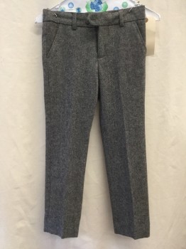 Childrens, Slacks, APPAMAN, Heather Gray, Wool, Polyester, Solid, 8, Flat Front, Belt Loops, 4 Pockets,