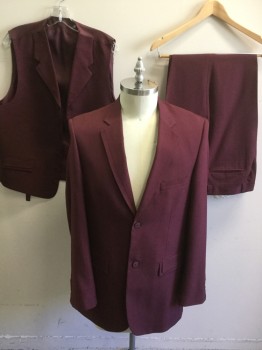 FALCONE, Wine Red, Polyester, Single Pleat,  Button Tab, Multiple
