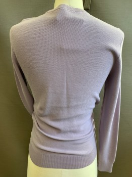 Mens, Pullover Sweater, THEORY, Lavender Purple, Cotton, Solid, XS, Crew Neck, Pique Texture, Long Sleeves,