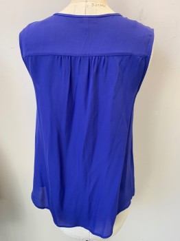 JOIE, Purple, Silk, Solid, Button Front, Gathered Shoulders, SHOULDER BURN, Sleeveless,