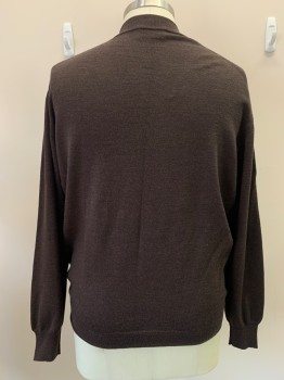 CARROLL & CO, Dk Brown, Wool, Solid, L/S, High Neck