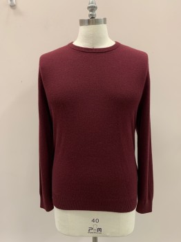 LAND'S END, Maroon Red, Cashmere, Solid, CN,