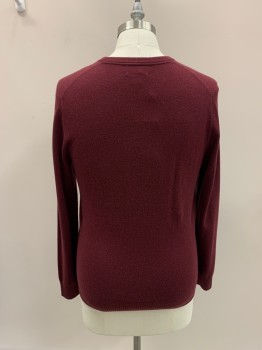 LAND'S END, Maroon Red, Cashmere, Solid, CN,