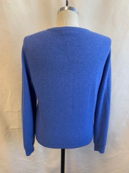 BLOOMINGDALE'S, Blue, Cashmere, Solid, Heathered, Crew Neck, Long Sleeves