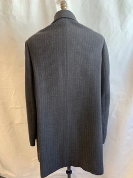 Mens, Coat 1890s-1910s, MTO, Brown, Cream, Wool, Stripes - Vertical , C:50, Double Breasted, Wide Notched Lapel, 2 Flap Pocket, Car Coat Length, Full Cotton Lining, Odd Cut