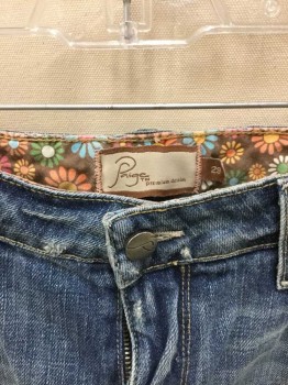 PAIGE, Lt Blue, Brown, Orange, Pink, Yellow, Cotton, Solid, SKIRT:  Light Blue Denim, Brown W/blue Sky,orange, Pink, Yellow, Green Floral Print Inside Waistband, Some Holes In Front, Zip Front, See Photo Attached,