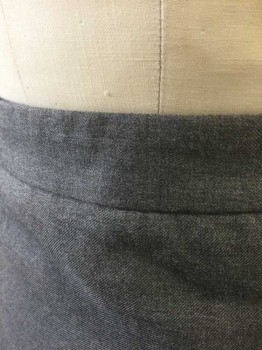 J CREW, Gray, Wool, Solid, 1.25" Wide Self Waistband, Invisible Zipper at Center Back, Pencil Skirt, Vent at Center Back Hem, Knee Length