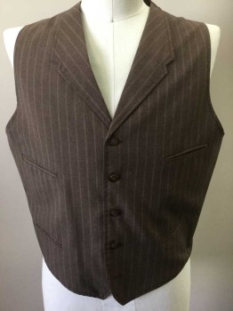 MTO, Lt Brown, Tan Brown, Wool, Stripes - Pin, Light Weight Wool, 5 Buttons, 4 Welt Pockets, Notched Lapel, Solid Brown Cotton Back with Adjustable Belt,