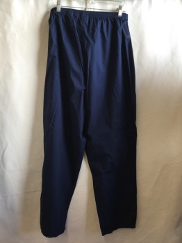 HARBOR BAY, Navy Blue, White, Cotton, Polyester, Solid, Pant;  Navy, Elastic Waist, Metal Snap Front