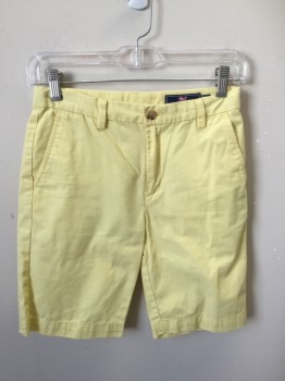 Childrens, Shorts, VINEYARD VINES, Lt Yellow, Cotton, Solid, 10, Flat Front, Zip Fly, 4 Pockets, Belt Loops, Preppy