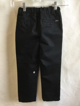 Childrens, Pants, VOLCOM, Black, Cotton, Polyester, Solid, 7, 1.5" Inside Adjustable Elastic Waistband with Belt Hoops, Flat Front, Zip Front, 4 Pockets