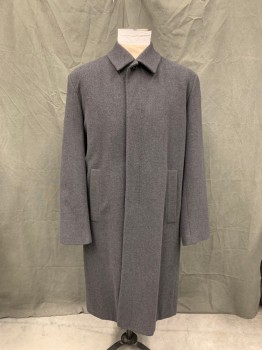 N/L, Heather Gray, Wool, Nylon, Button Front, Hidden Placket, Collar Attached, 2 Pockets, Long Sleeves