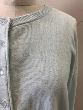 Womens, Sweater, LIMITED, Lt Blue, Cotton, Solid, M, Round Neck, L/S, Button Front *Yellow Stains on Chest and Sleeves*