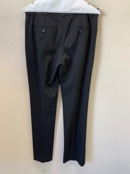 Womens, Slacks, THEORY, Black, Polyester, Wool, 6, Top Pockets, Zip Front, Pleated Front, 2 Back Welt Pockets