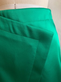 Womens, Skirt, Mini, TOPSHOP, Emerald Green, Polyester, Elastane, Solid, H36, W26, Asymmetrical Front, Zip Back