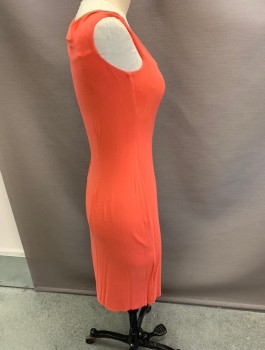 BAILY 44, Coral Orange, Rayon, Spandex, Solid, Asymmetrical,  Neckline with Gathers.