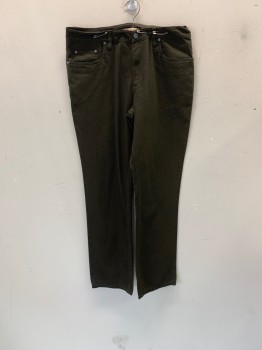 KENNETH COLE , Olive Green, Poly/Cotton, Top Pockets, Zip Front, F.F, 2 Back Patch Pocket,  Faded