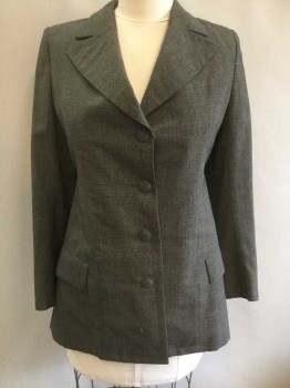 N/L, Gray, Black, Polyester, Speckled, Long Sleeves, 4 Self Fabric Covered Buttons, Notched Lapel, 2 Pockets, Brown Lining, Made To Order,