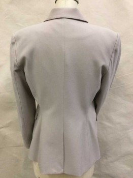 CALVIN KLEIN, Beige, Polyester, Rayon, Solid, Single Breasted, 1 Button, 2 Flap Pocket, Peaked Lapel,