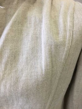 N/L, Lt Khaki Brn, Cotton, Linen, Herringbone, Herringbone Weave, 3 Button Front, Stand Collar, 2 Patch Pockets, See Photo Attached,