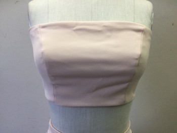 Womens, Dress, Piece 1, BEBE, Blush Pink, Nylon, Solid, Floral, 2, Solid Bandeau Top, Zip Back