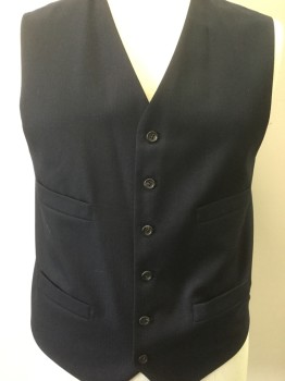ACADEMY AWARD, Navy Blue, Wool, Solid, Button Front, 4 Pockets,