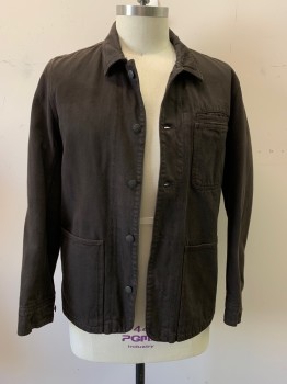 LEE, Brown, Cotton, Solid, Brown Denim, 4 Pockets, Button Front, Padded Sleeves, Button Cuffs
