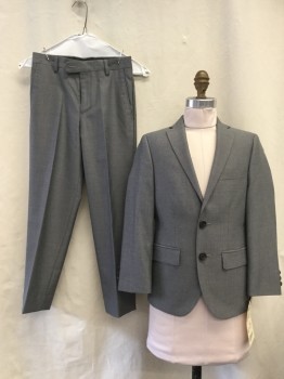 Childrens, Suit Piece 1, LAUREN, Heather Gray, Rayon, Polyester, Solid, 8 R, Notched Lapel, Collar Attached, 3 Pockets, 2 Buttons,