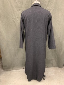 RAF SIMONS, Black, Gray, Wool, Grid , Appears Charcoal, Double Breasted, Collar Attached, Notched Lapel, Ankle Length, Long Sleeves, 2 Pockets, Pleated Back Vent