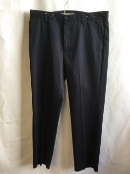 DOCKERS, Black, Cotton, Solid, 1.5" Waistband with Belt Hoops, Flat Front, Zip Front, 4 Pockets