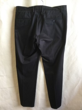 DOCKERS, Black, Cotton, Solid, 1.5" Waistband with Belt Hoops, Flat Front, Zip Front, 4 Pockets