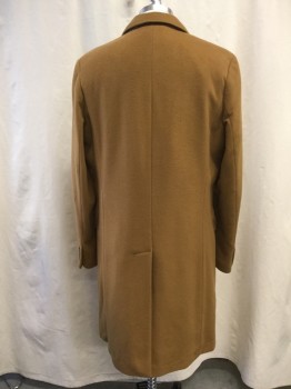 J CREW, Camel Brown, Wool, Solid, Notched Lapel, Single-Breasted 3 Button Closure, 1 Chest Welt Pocket, 2 Flap Besom Pockets, Back Vent, Below the Knee Length
