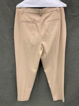 BANANA REPUBLIC, Khaki Brown, Polyester, Rayon, Solid, Pleated, Zip Fly, 4 Pockets, Belt Loops