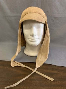 Unisex, Sci-Fi/Fantasy Hat, MTO, Tan Brown, Burlap, Solid, O/S, Neck Protecting Draped Fabric, Aged/Distressed,
