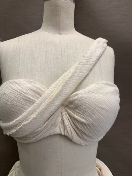 Womens, Historical Fiction Piece 1, MTO, Ecru, Cotton, Solid, B34c, Strapless Bra Wrapped in Gauze, Campy Sexy Slave Girl