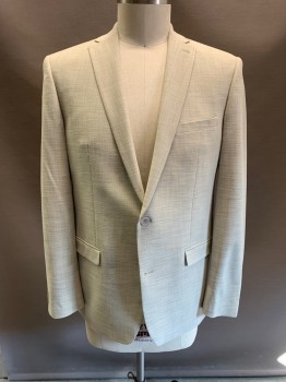 BAR III, Oatmeal Brown, Polyester, Viscose, 2 Color Weave, 2 Buttons, 3 Pockets, Notched Lapel, Double Vent