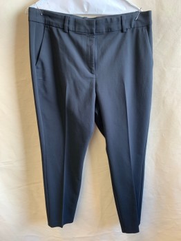 H&M, Midnight Blue, Polyester, Solid, F.F, Zip Front, Belt Loops, 4 Pckts, Elastic Inner Waistband,
