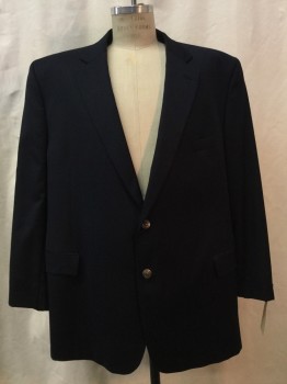 JACK VICTOR, Navy Blue, Wool, Solid, Navy, Notched Lapel, 2 Buttons,