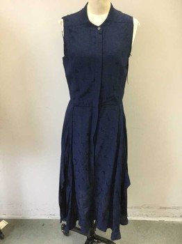 PUBLIC SCHOOL, Navy Blue, Viscose, Polyester, Abstract , Navy with Self Abstract Print, Button Front, Sleeveless,