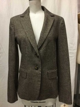 Weekend, Brown, Cream, Wool, Herringbone, 2 Buttons,  Notched Lapel, Single Breasted, 2 Pockets,