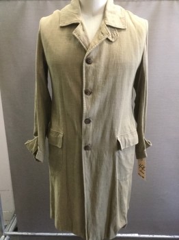 MTO, Beige, Cotton, Linen, Single Breasted, Collar Attached, Aged/Distressed,  Grungy Beige, 2 Flap Pockets, Frock