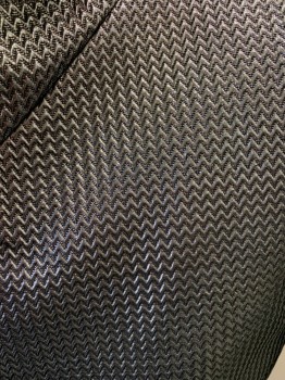 MTO, Silver, Synthetic, Metallic/Metal, Chevron, Puckered or Textured Chevron Like Pattern, Zip Front, Stand Collar
