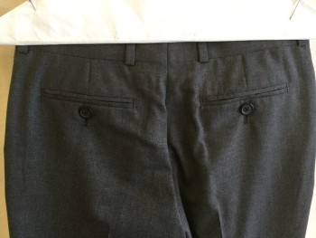 Childrens, Slacks, BROOKS BROTHERS, Charcoal Gray, Viscose, Acetate, Heathered, 12, (2) Boys, 1.4" Waistband with Belt Hoops, Flat Front, Zip Front, 4 Pockets