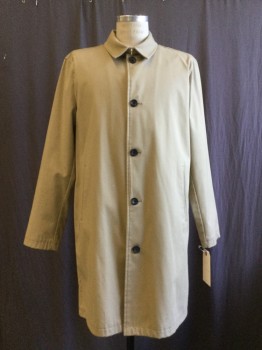 TOPMAN, Khaki Brown, Cotton, Solid, Button Front, Collar Attached, 2 Pockets, Hook & Eye Neck Collar Closure