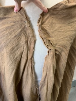 Unisex, Sci-Fi/Fantasy Cape/Cloak, MTO, Tan Brown, Linen, OS, Modeled on 44, CB Seam and Partial CF Seam, Has Holes From Something CF See Detail Photo,