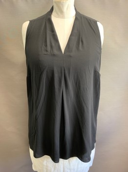 VINCE CAMUTO, Black, Polyester, Solid, V-N, Sleeveless