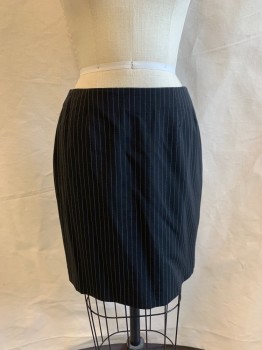 MAX MARA, Black, White, Wool, Stripes - Pin, Side Zipper, A-line,  Knee Length