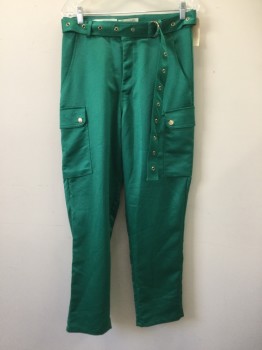 HOT & DELICIOUS , Green, Synthetic, Solid, Cargo Pockets, Self Belt