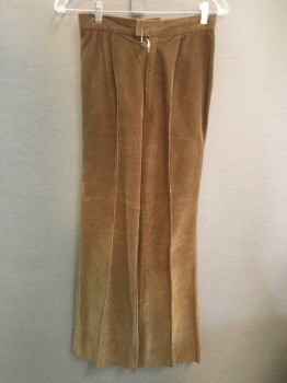 Womens, 1970s Vintage, Suit, Pants, SUIT YOURSELF, Caramel Brown, Cotton, Solid, W 26, 10, Flat Front, Button Tab, Zip Fly, Seamed Center Legs, Boot Cut